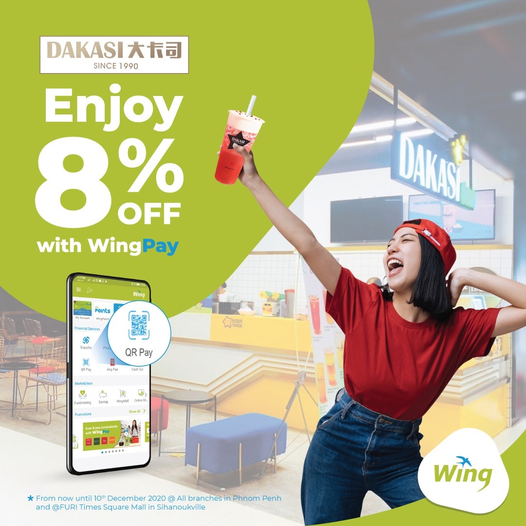 Scan With Wingpay To Get 8 Off From All Dakasi In Phnom Penh Wing Bank