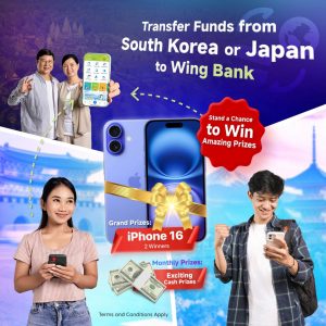 Transfer from South Korea <br>or Japan & Win Big with<Br>Wing Bank